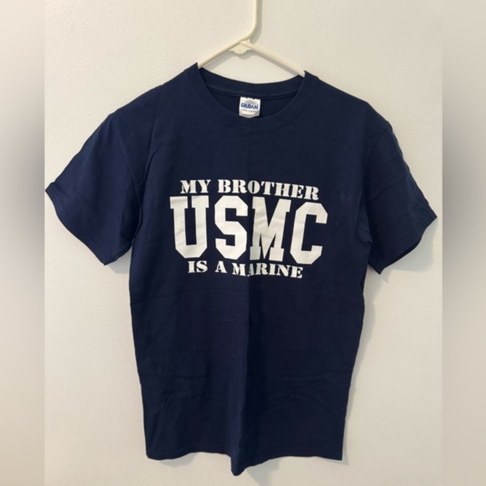 Gildan “My Brother is a Marine” Cotton Navy T-Shirt Size Small
